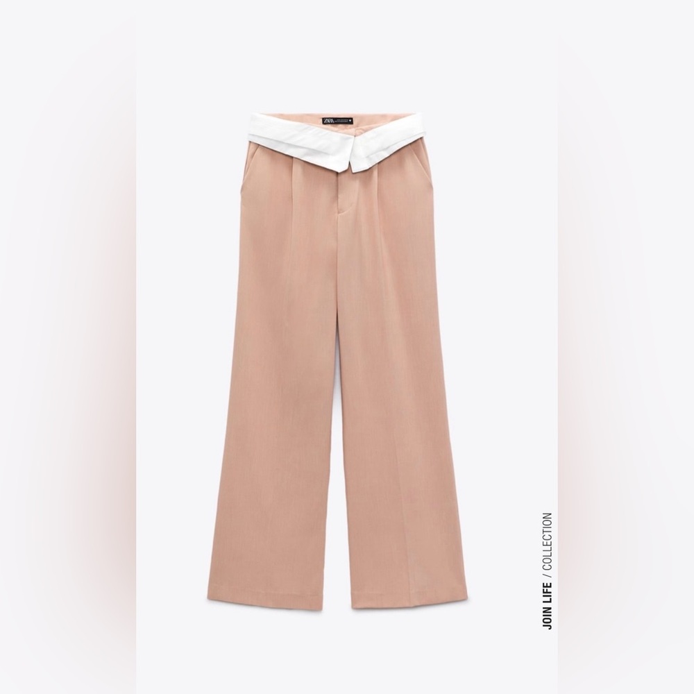 Zara Pink High-Waisted Folded Pants - Picture 4 of 8